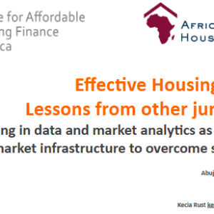 Effective Housing Finance: Lessons from Other Jurisdictions